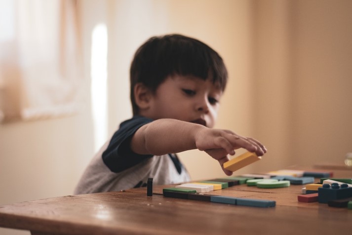 Child playing with blocks