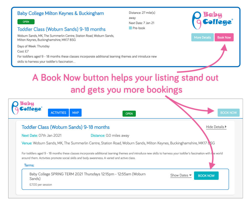 Online Booking System For Classes And Events | Toddle About Powered By ...