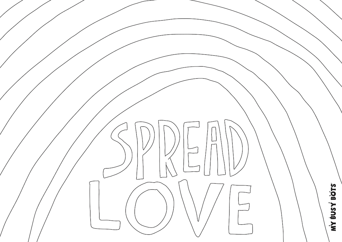 'Spread Love' Valentine's Day Colouring In Activity Sheet  image