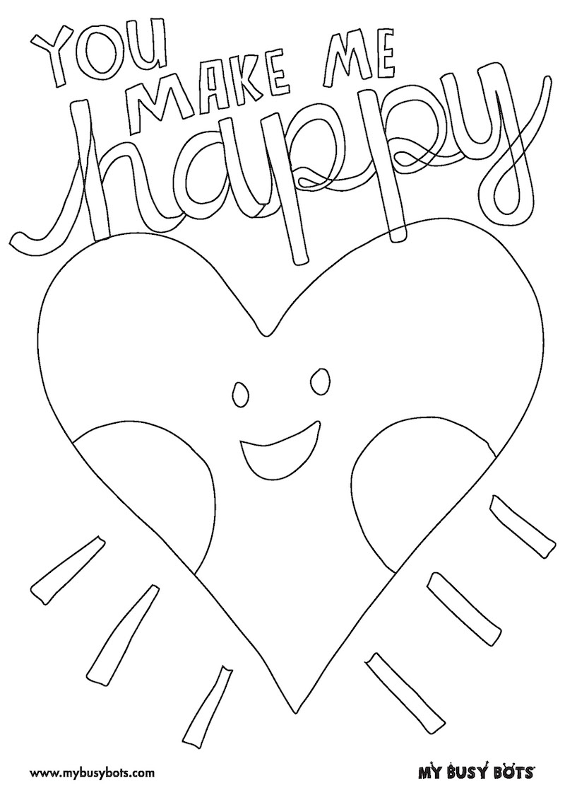 'You Make Me Happy' Heart Colouring In Activity Sheet  image