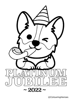 Queen's Platinum Jubilee Corgi Colouring In Sheet  image