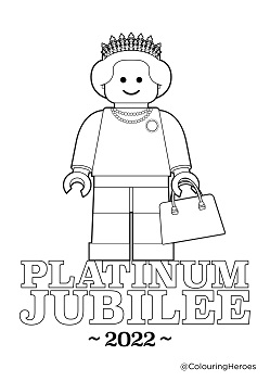 Queen's Platinum Jubilee Lego Queen Colouring In Sheet  image