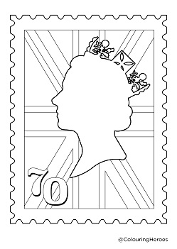 Queen's Platinum Jubilee Stamp Colouring In Sheet  image