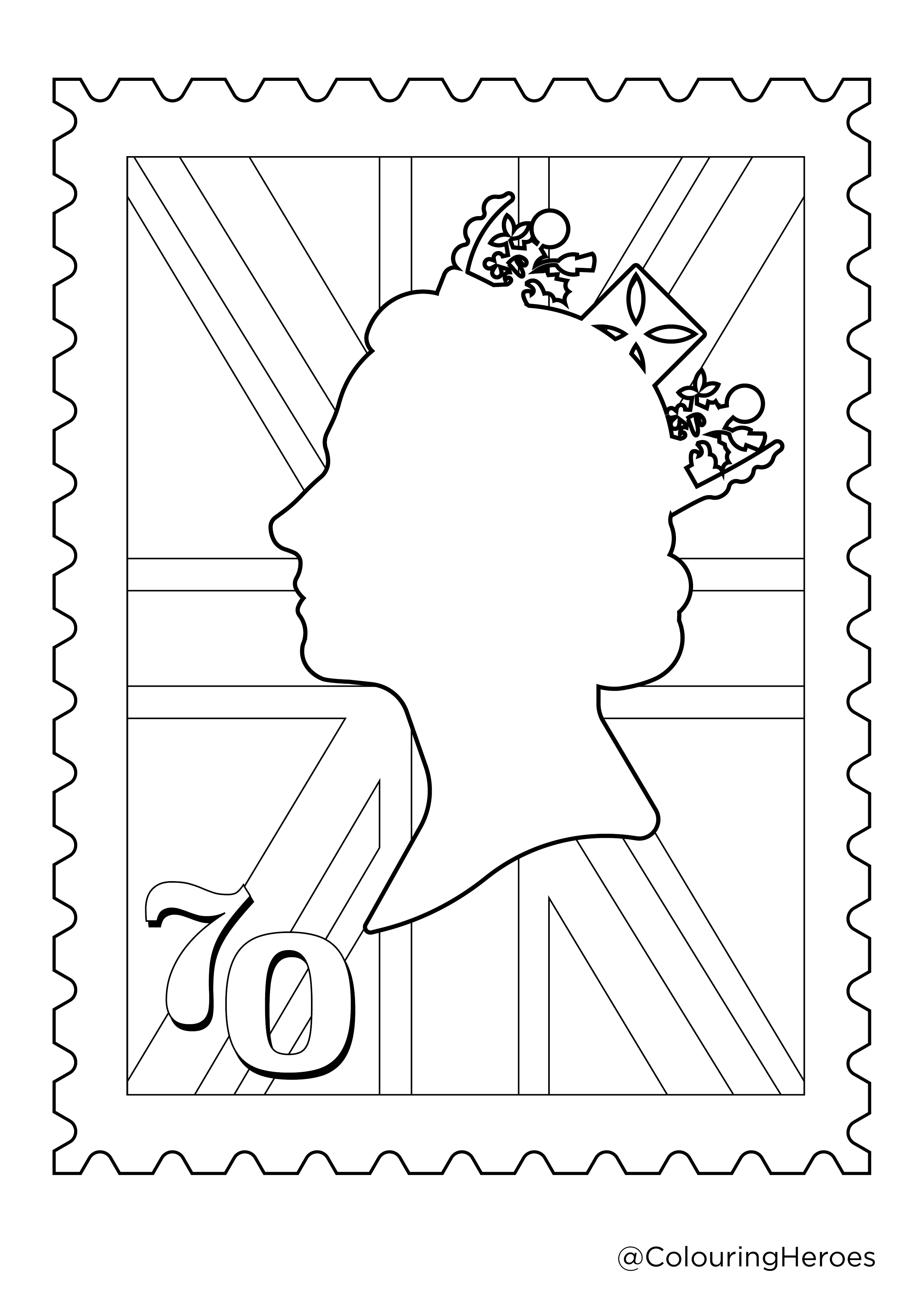 Queen's Platinum Jubilee Stamp Colouring In Sheet