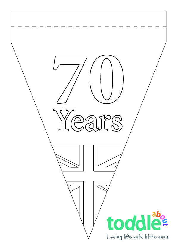 Queen's Platinum Jubilee Bunting '70 years' Colouring In Sheet  image