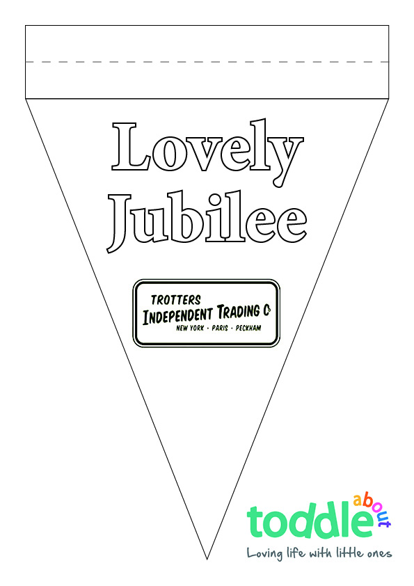 Queen's 'Lovely Jubilee' Del Boy Bunting Colouring Sheet  image