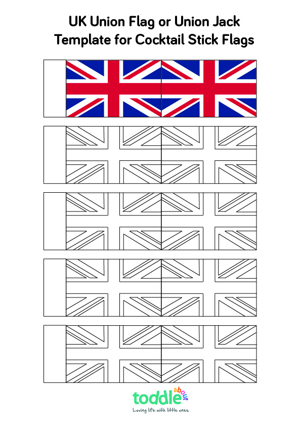 Union Jack Flag Template for Cocktail Sticks - Colouring In  image