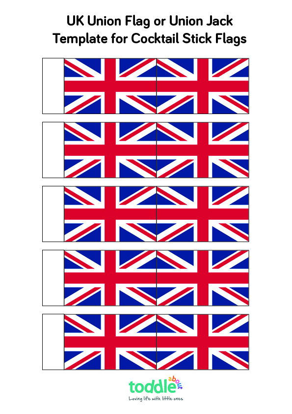 Mini Union Jack Flag Template for Cocktail Sticks