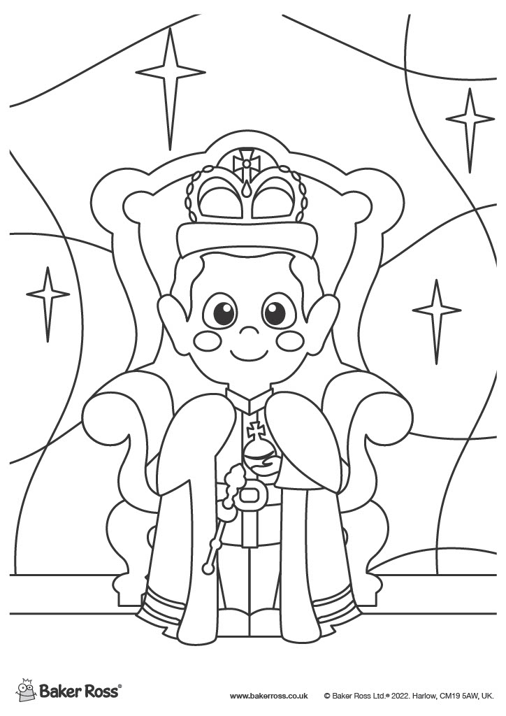 King Charles III Coronation 'King on Throne' Colouring Sheet  image