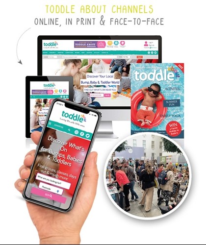 Toddle About franchise business channels - magazine, baby show and website